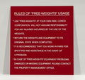 Weight Room Engraved Sign Red with White Details 10"x11"