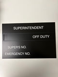 Superintendent In/Out Sign – Black/White with Slider 12"x8"
