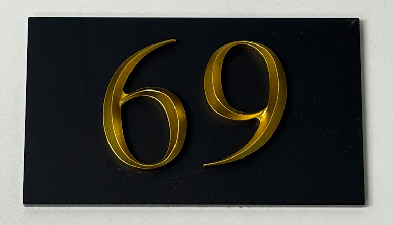 Suite Numbers with 3mm Matte Black Acrylic Backer 3"x1.75"